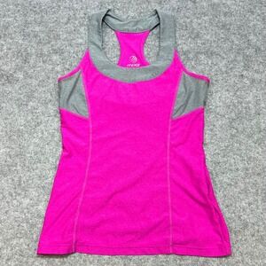 MPG Sport Womens Pink Grey Racerback Tank Top Built-In Bra Back Pocket Size S